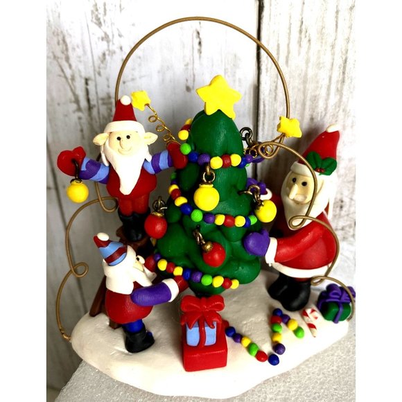 Christmas Figurine, Handmade vintage Reindeer Santa Was Sleigh - Picture 2 of 13